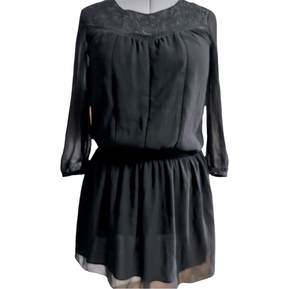 Sam Edelman Women's Embroidered Blouson Dress Black Size small